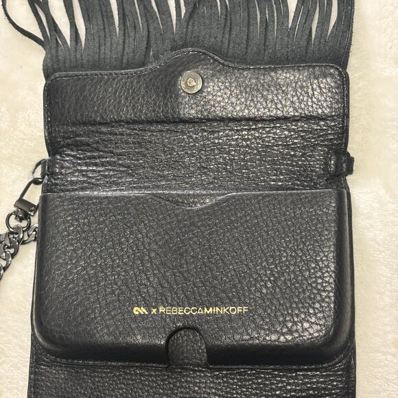 Rebecca Minkoff Black Fringe Crossbody Bag | Leather Chain Strap Boho Festival - Picture 4 of 7